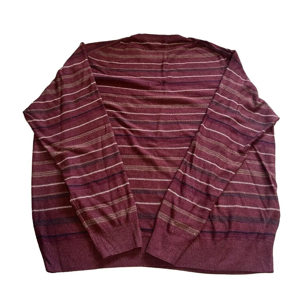 Dockers Sweater Mens 3XL Red Striped Knit Crewneck Pullover Grandpa Top